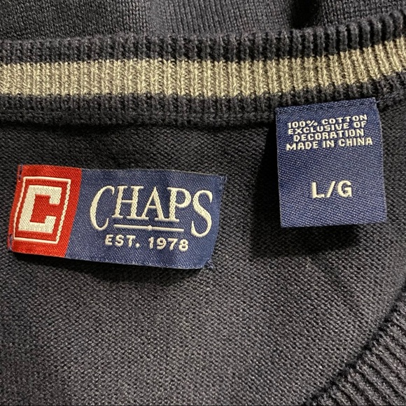 Chaps Navy Blue V Neck Cotton Sweater Vest - Picture 4 of 4